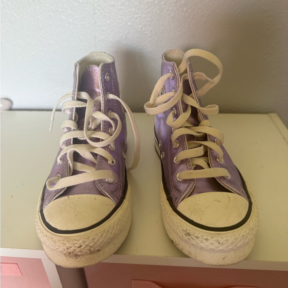 Converse Kids Purple High-Top Sneakers with White Laces